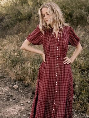 Doen Revi Dress in Rouge Cottage Plaid
